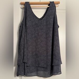 Chic Navy and White Patterned Blouse Lane Bryant 20P